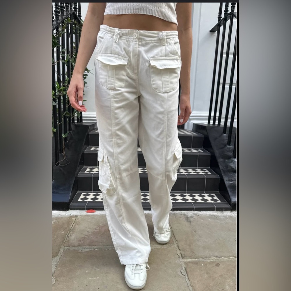 Brandy Melville white cargo pants utility straight leg